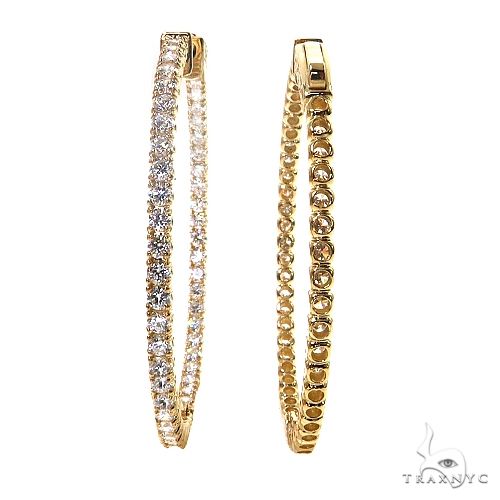 14K Gold Diamond Hoop Earrings 68681 - Image 3
