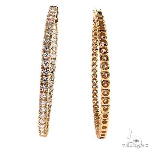 14K Gold Diamond Hoop Earrings 68683 - Image 3