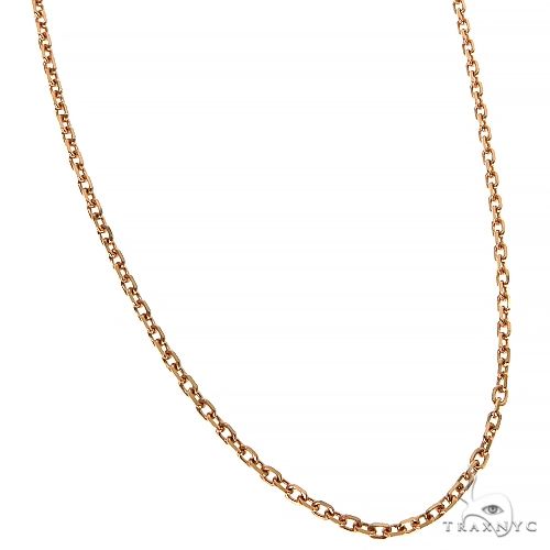 14k rose gold solid cable link necklace 1.2mm thickness, 18 inches long, unisex design