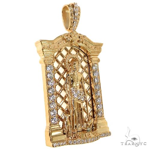 14K Gold Small St. Lazarus Diamond Pendant, photo 2 of 7