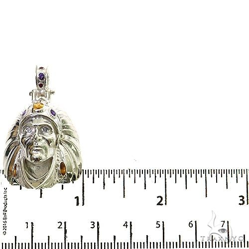 .925 Silver Tribal Indian Head Pendant 68967 - Image 5