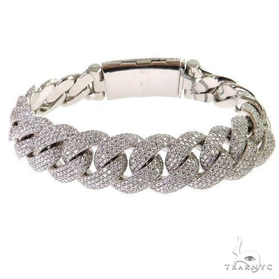 14K Gold Miami Cuban Pavé Diamond Bracelet 15mm