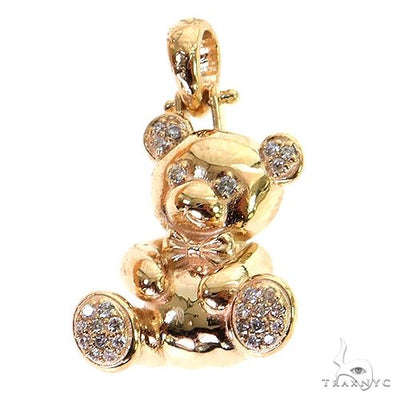 14K Gold Mini Trax Teddy Bear Diamond Pendant