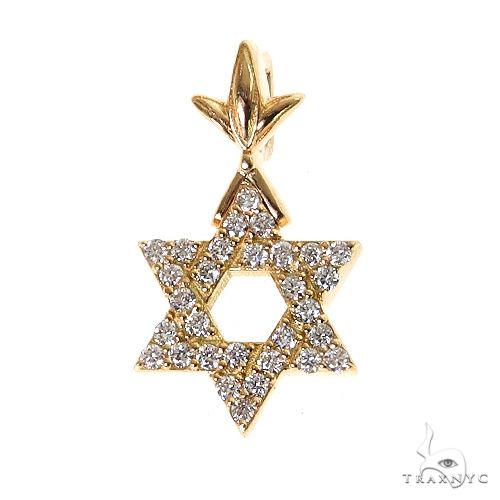 Yellow gold Star of David pendant with small round diamonds, elegant unisex design
