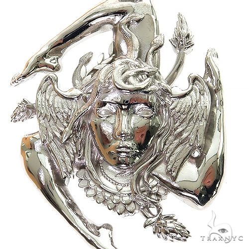 .925 Silver Sicilian Flag With Medusa Face Pendant 69558 - Image 4