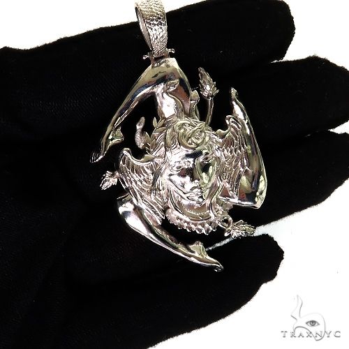 .925 Silver Sicilian Flag With Medusa Face Pendant 69558 - Image 8