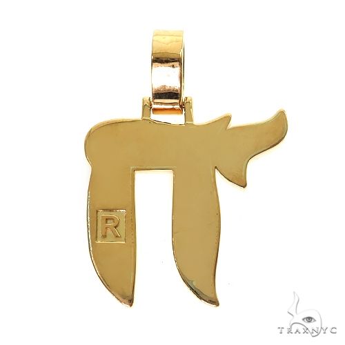 18K Gold Chai Pendant 69586 - Image 4