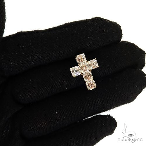 14K Gold Asscher Cut Lab-Grown Diamond Cross Pendant, photo 7 of 7