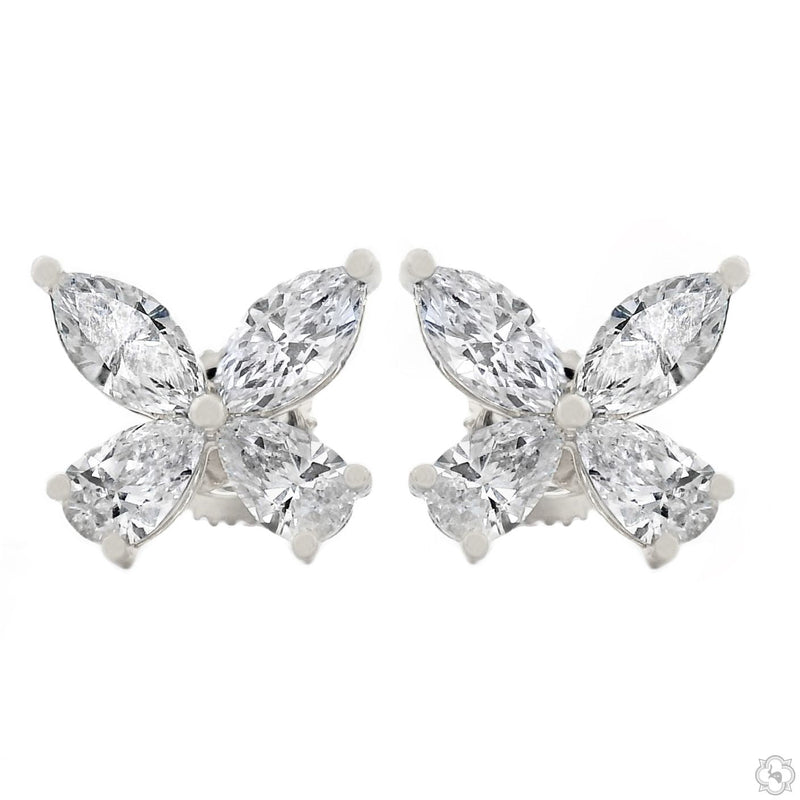 Yellow gold butterfly earrings with marquise-cut lab diamonds on each wing