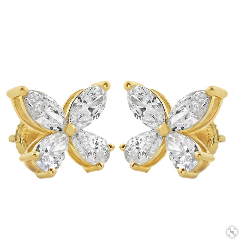 14K Gold Diamond Butterfly Earrings (Lab), photo 3 of 16