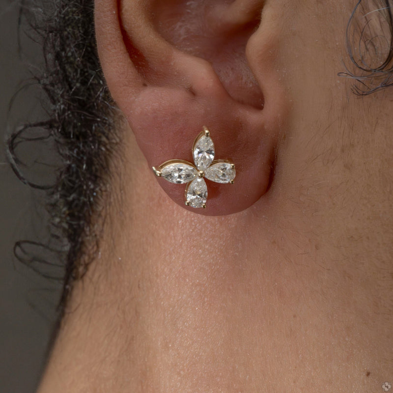 Diamond Butterfly Earrings (Lab) in 14K gold, view 9