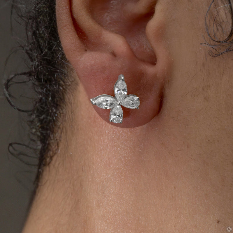 Diamond Butterfly Earrings (Lab) in 14K gold, view 10
