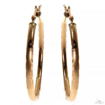 14k yellow gold hoop earrings, 30mm continuous hoop, front-facing pair on white background