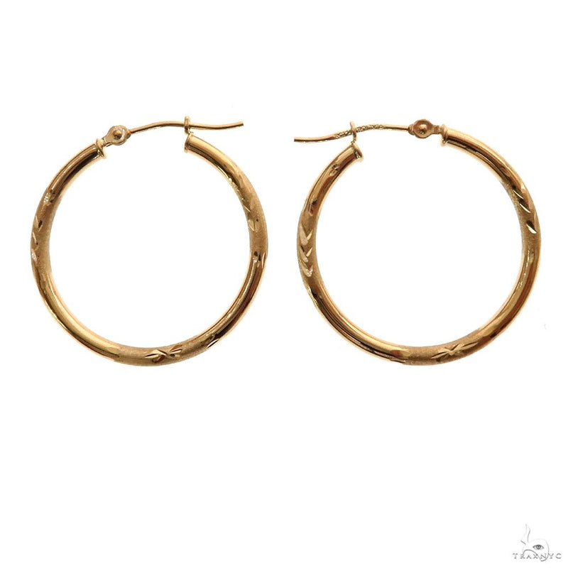 14K Gold Hoop Earrings 25mm 69910 - Image 3