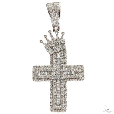Baguette Diamond Crown Cross Pendant 69950 - Image 1