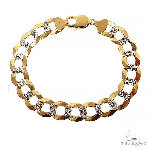 10k Solid Two-Tone Curb Bracelet 12mm 9 Inches 69973 - Image 1