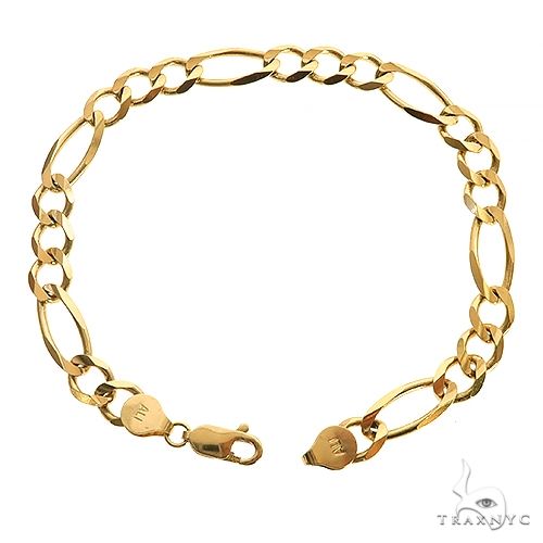 10k Yellow Gold Solid Figaro Link Bracelet 6.5mm 8 Inches 69974 - Image 2