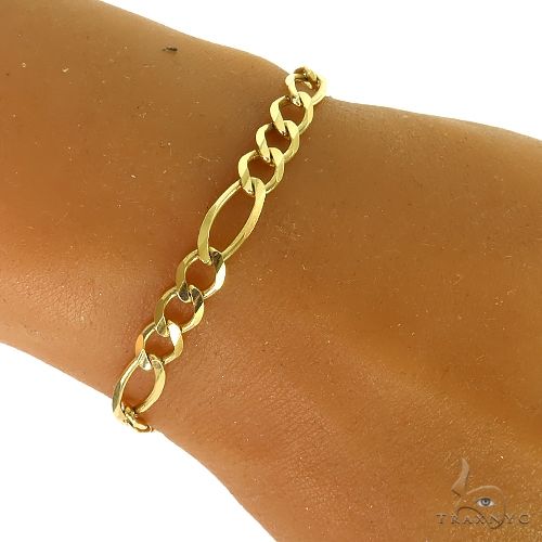 10k Yellow Gold Solid Figaro Link Bracelet 6.5mm 8 Inches 69974 |