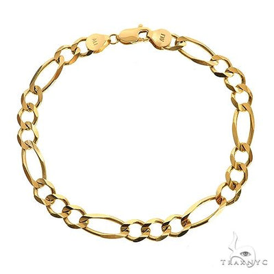 10k Yellow Gold Solid Figaro Bracelet 7.6mm 9 Inches 69975 - Image 1