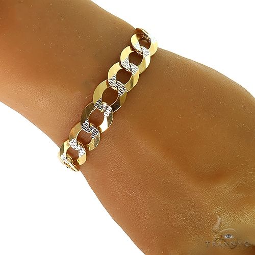 10k Solid Two-Tone Curb Link Bracelet 9.5mm 8 Inches 69976 - Image 3