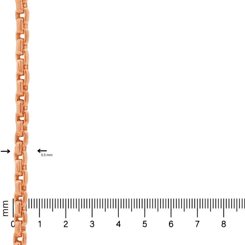 14K Rose Gold Solid Round Box Link Bracelet 8.25 Inches 5.5mm 70900
