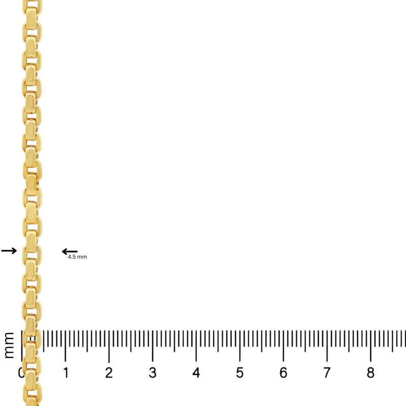 14K Yellow Gold Solid Round Box Link Chain 22.5 Inches 4.5mm 70897
