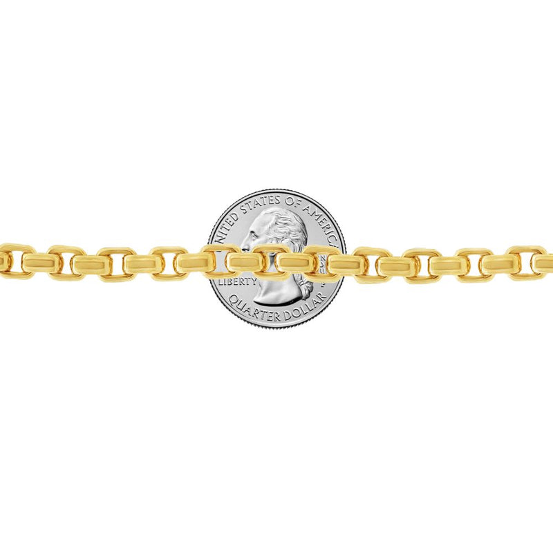 14K Yellow Gold Solid Round Box Link Bracelet 10 Inches 6.4mm 70898
