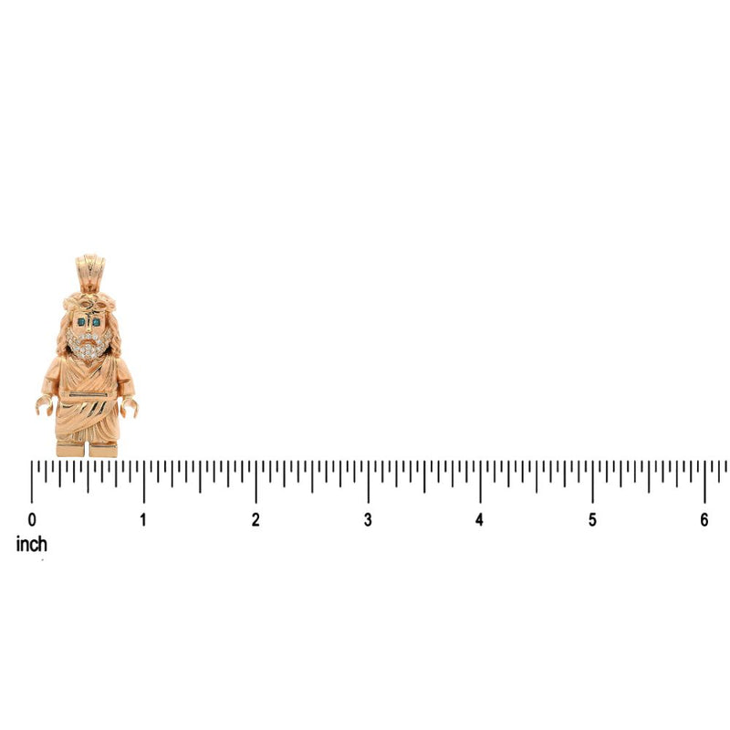 TraxNYC Solid Gold Block Jesus Pendant 70904