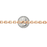 14K rose gold solid round box link chain, 6.4mm thickness, polished finish.