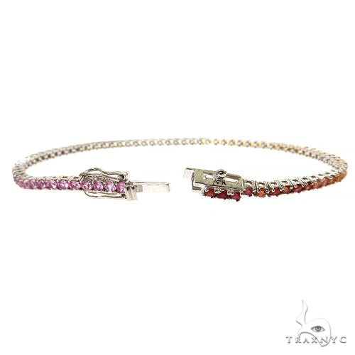 14K Gold 5 Pointer Rainbow Sapphire Tennis Bracelet, photo 2 of 7