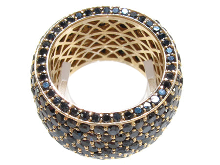 14K Gold 7 Row Fully Black Diamond Ring, photo 6 of 10