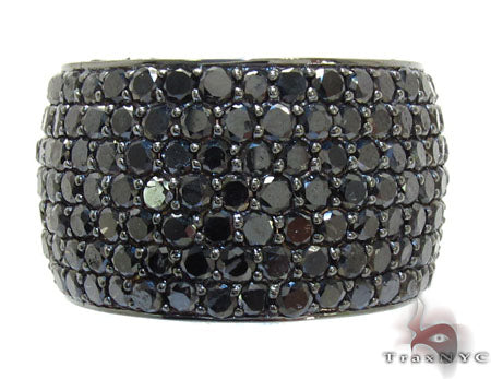 14K Gold 7 Row 10.5 Ctw Fully Black Diamond Ring, view 2