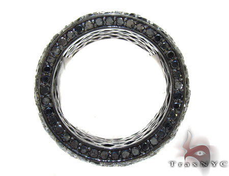 14K Gold 7 Row 10.5 Ctw Fully Black Diamond Ring, view 4