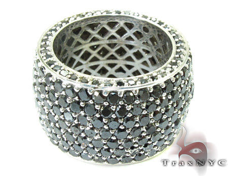 14K Gold 7 Row Fully Black Diamond Ring, photo 6 of 7