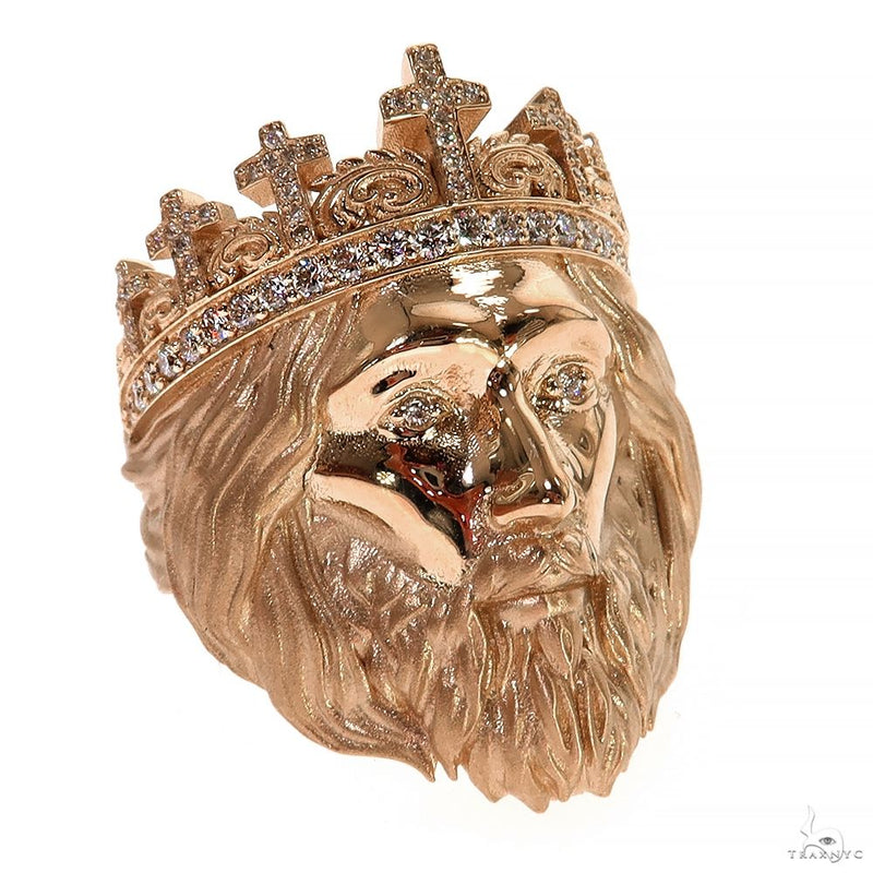 TraxNYC 14k Gold Jesus Head Ring 70037 - Image 2