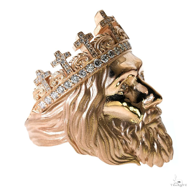 TraxNYC 14k Gold Jesus Head Ring 70037 - Image 3