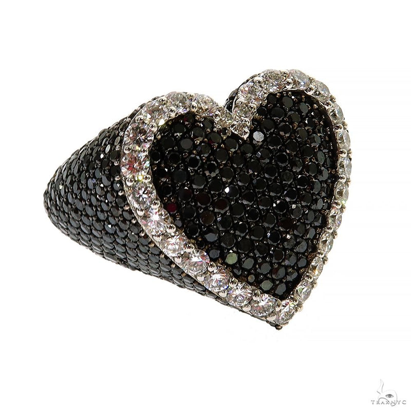 10K Gold Black Lab-Grown Diamond Heart Shape Ring, photo 2 of 4