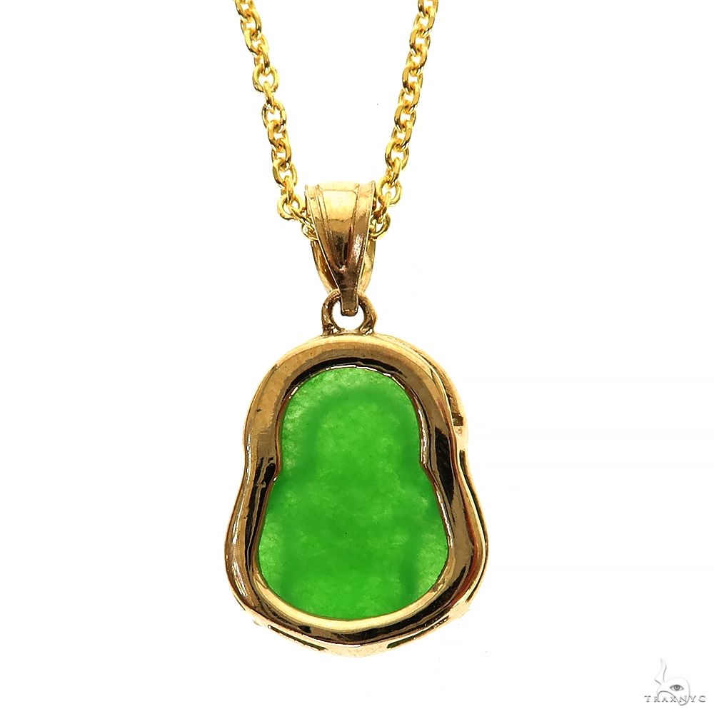 14K Gold Jade Stone Buddha Pendant Necklace Set | TraxNYC