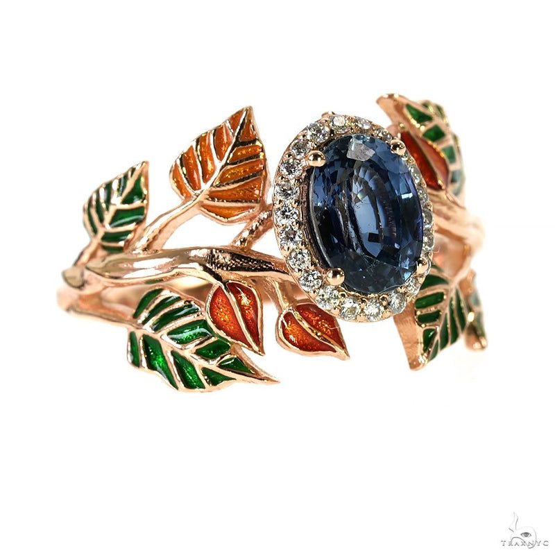 14K Gold Blue Sapphire Flower Ring, photo 2 of 7