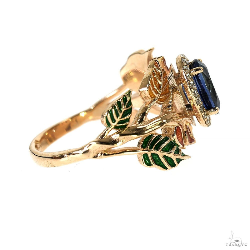 14K Gold Blue Sapphire Flower Ring, photo 3 of 7