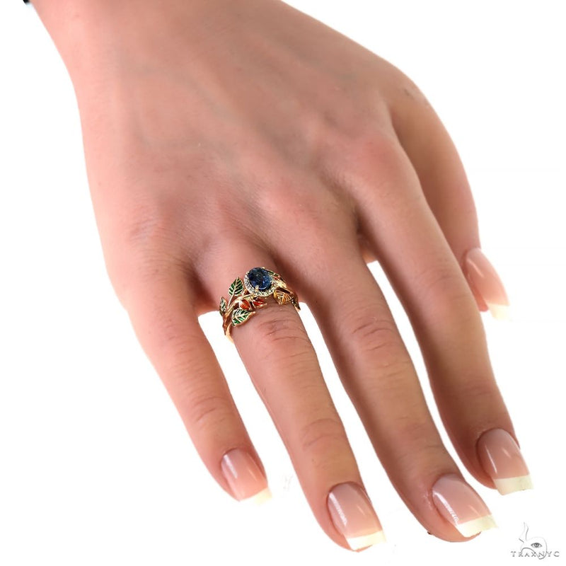 14K Gold Blue Sapphire Flower Ring, photo 6 of 7