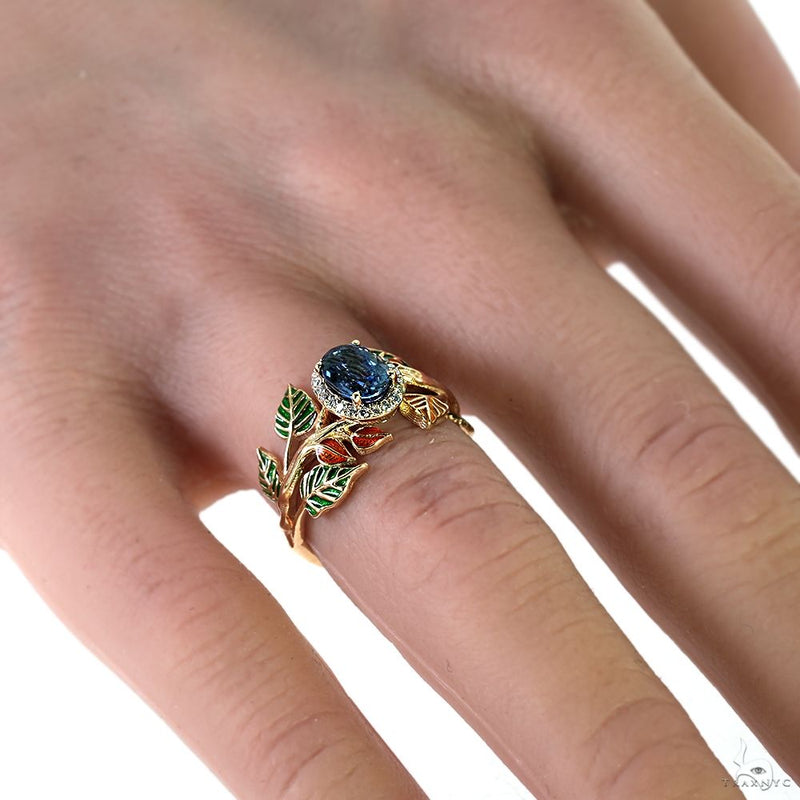 14K Gold Blue Sapphire Flower Ring, photo 7 of 7