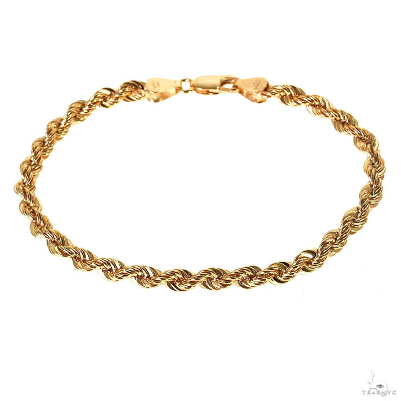 14k Yellow Gold Hollow Rope Link Bracelet 4.7mm 8 Inches 70075 - Image 1