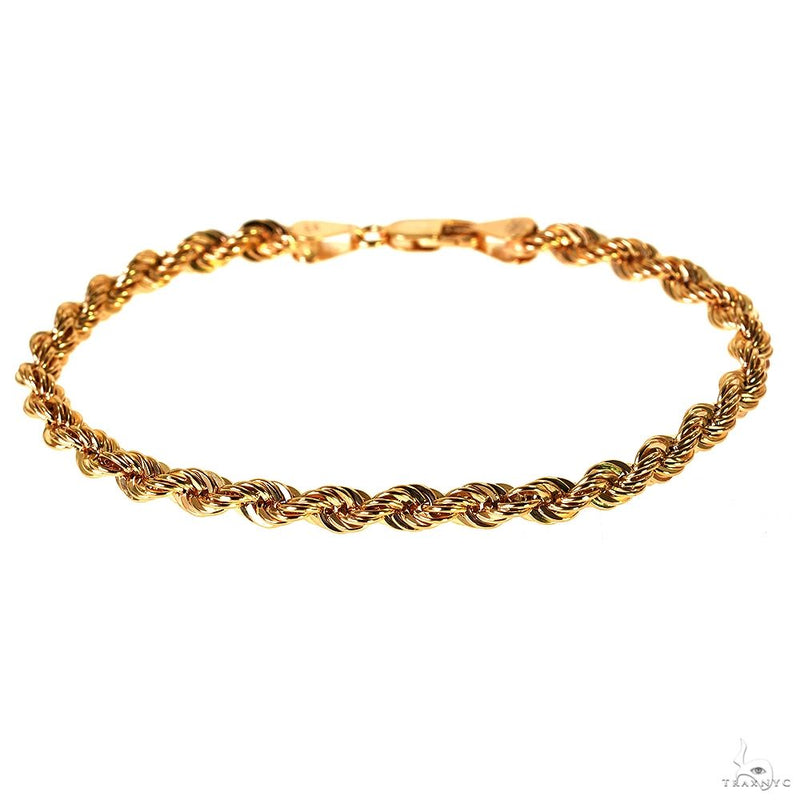 14k Yellow Gold Hollow Rope Link Bracelet 4.7mm 8 Inches 70075 - Image 2