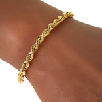 14k Yellow Gold Hollow Rope Link Bracelet 4.7mm 8 Inches 70075 - Image 5