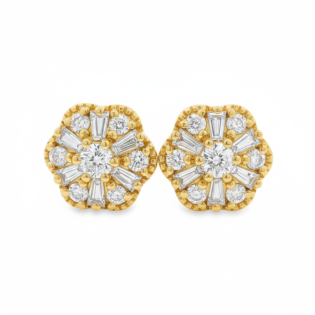 Sparkling Flora Studs Diamond Earrings 70093 | TraxNYC