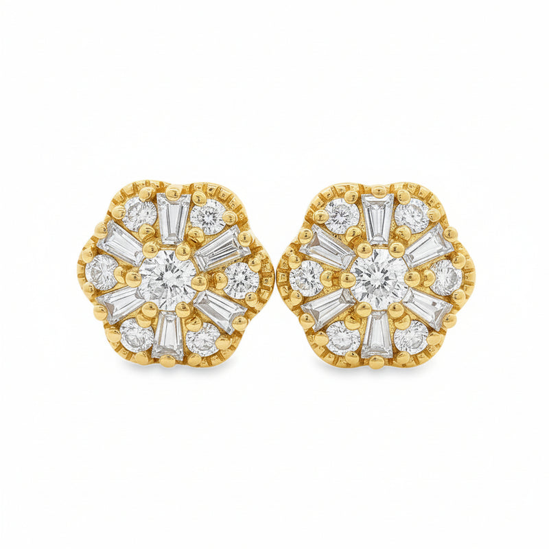 18K Gold Sparkling Flora Studs Diamond Earrings, photo 2 of 7