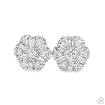18K Gold Sparkling Flora Studs Diamond Earrings