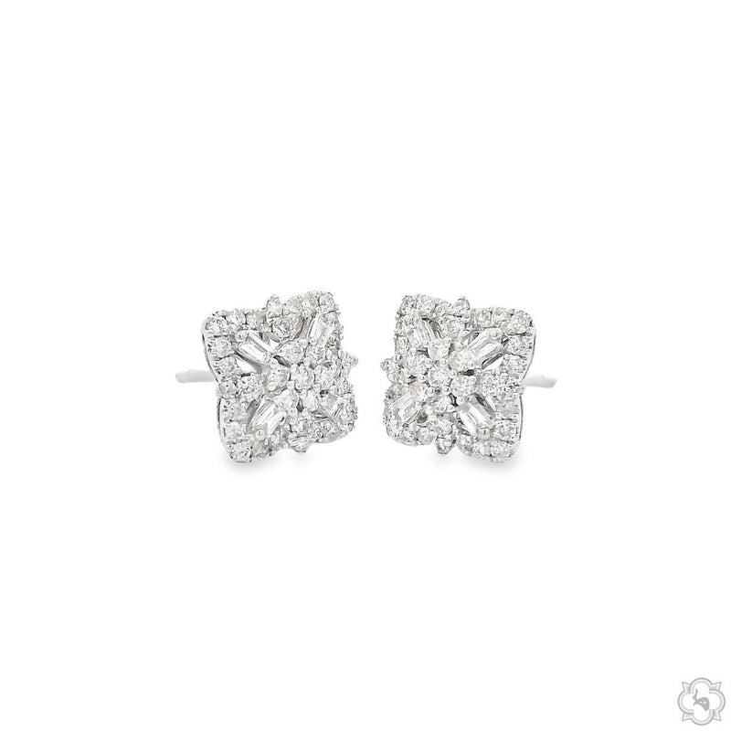18K Gold Luminous Blossom Studs Diamond Earrings, photo 3 of 6