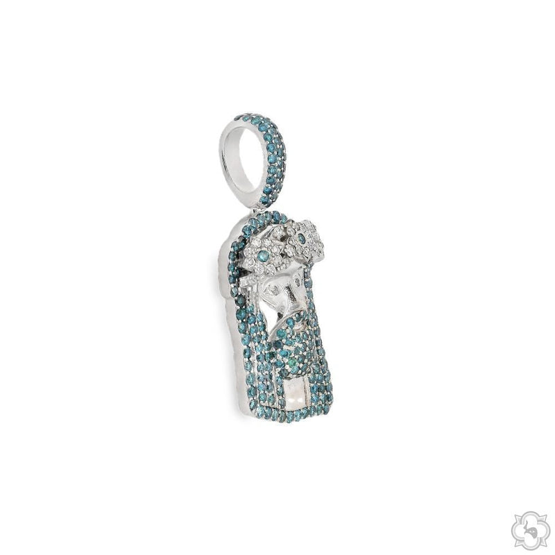 TraxNYC's Blue Diamond Jesus Head Pendant Mini 70191 - Image 2
